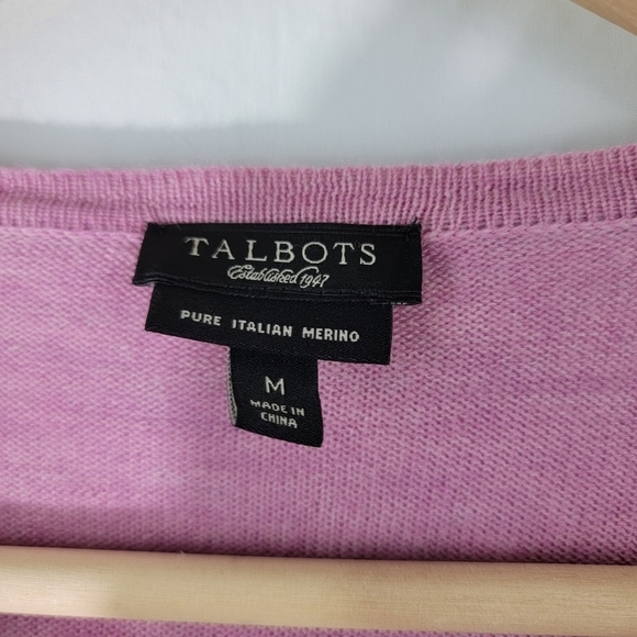 Talbot's Women's Pink/Gray/White Argile Button-Front Sweater Sz M Merino Wool - Picture 10 of 12